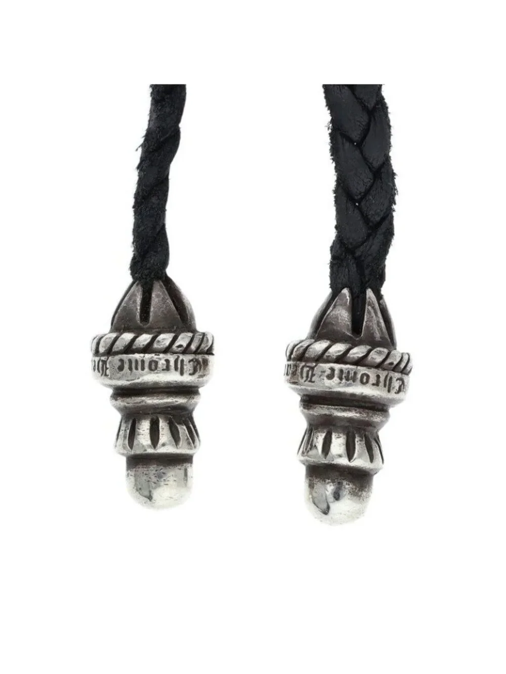 Chrome Hearts Leather Braid Borochip Blade Necklace